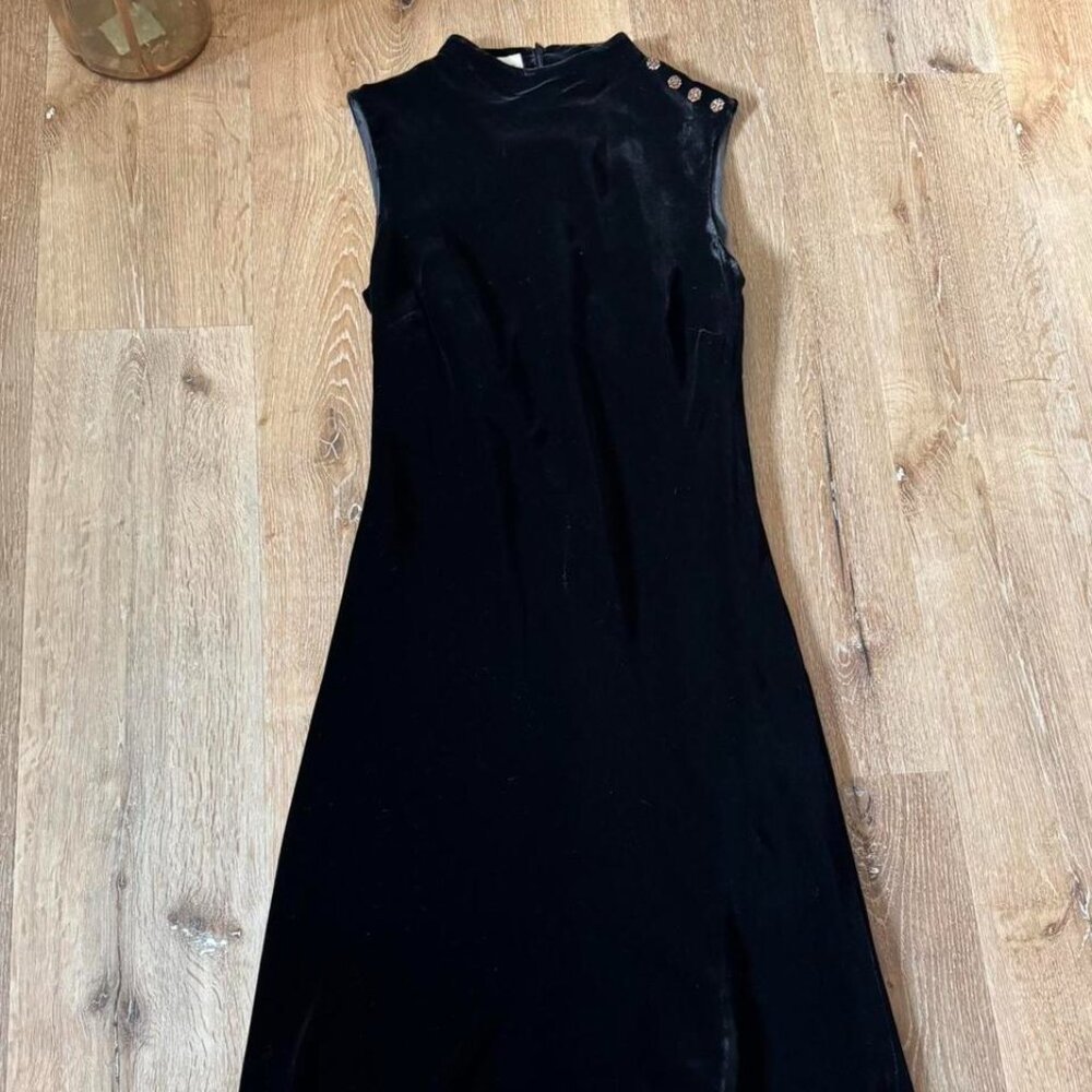 Evan Picone Black Velvet Midi evening gown dress Size 4‎